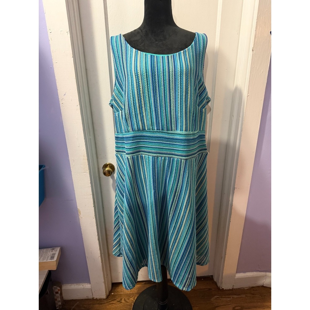 Dressbarn Blue Striped Tank Top Dress in 20W